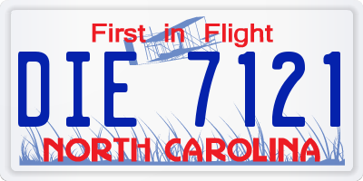 NC license plate DIE7121