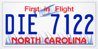 NC license plate DIE7122