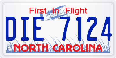 NC license plate DIE7124