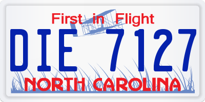 NC license plate DIE7127