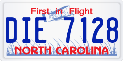 NC license plate DIE7128