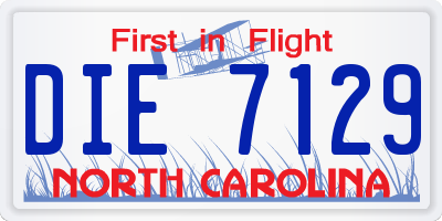 NC license plate DIE7129