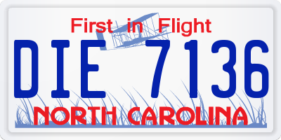 NC license plate DIE7136