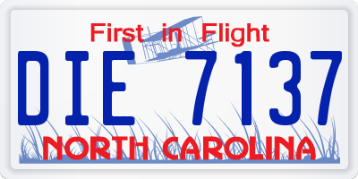 NC license plate DIE7137