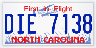 NC license plate DIE7138