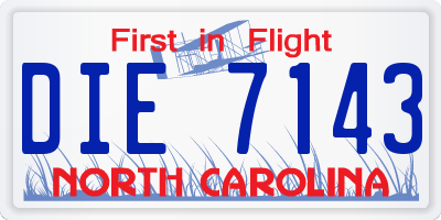 NC license plate DIE7143