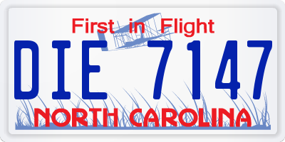 NC license plate DIE7147