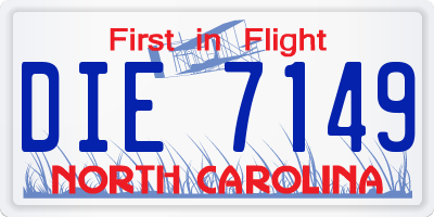 NC license plate DIE7149