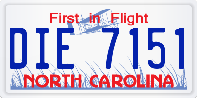 NC license plate DIE7151