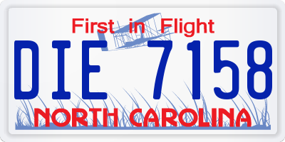 NC license plate DIE7158