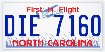 NC license plate DIE7160