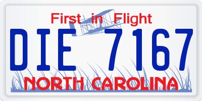 NC license plate DIE7167