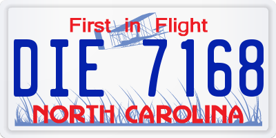 NC license plate DIE7168