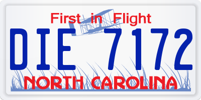 NC license plate DIE7172