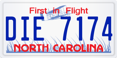 NC license plate DIE7174