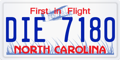 NC license plate DIE7180