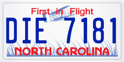 NC license plate DIE7181