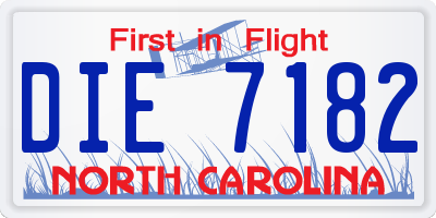 NC license plate DIE7182