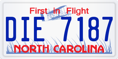 NC license plate DIE7187