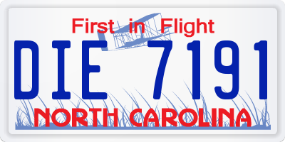 NC license plate DIE7191
