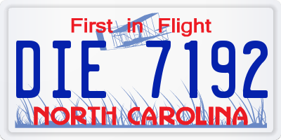 NC license plate DIE7192