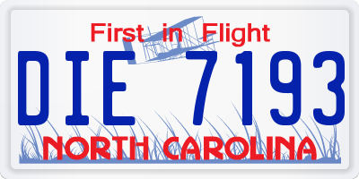 NC license plate DIE7193
