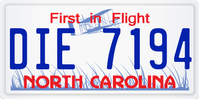 NC license plate DIE7194