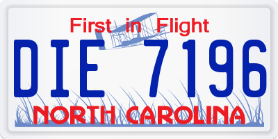 NC license plate DIE7196