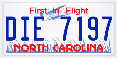NC license plate DIE7197