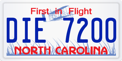NC license plate DIE7200