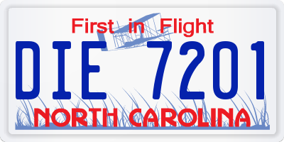 NC license plate DIE7201