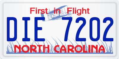 NC license plate DIE7202