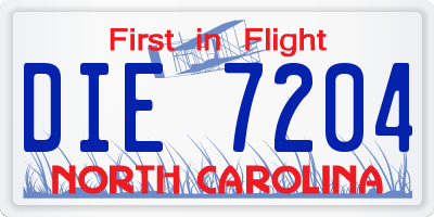 NC license plate DIE7204