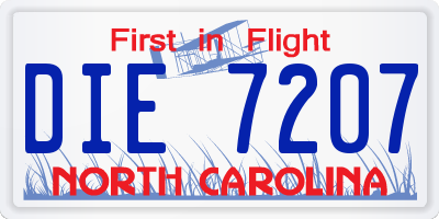 NC license plate DIE7207