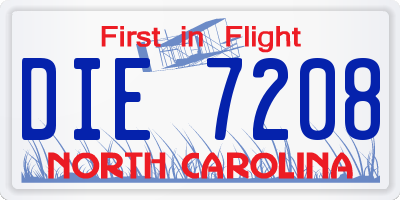 NC license plate DIE7208
