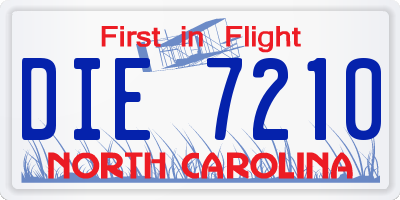 NC license plate DIE7210