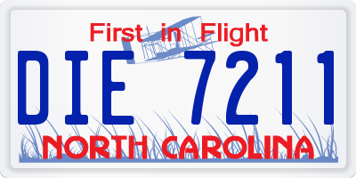 NC license plate DIE7211