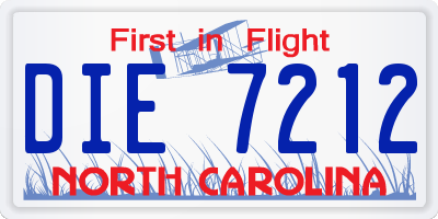 NC license plate DIE7212