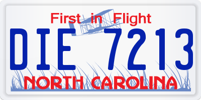 NC license plate DIE7213
