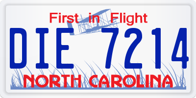 NC license plate DIE7214