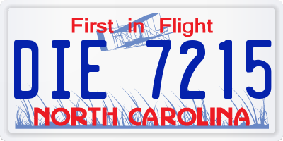 NC license plate DIE7215