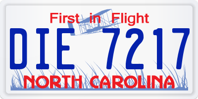 NC license plate DIE7217