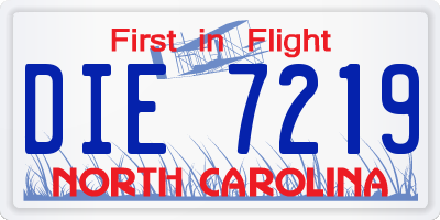 NC license plate DIE7219