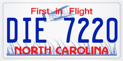 NC license plate DIE7220