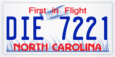 NC license plate DIE7221
