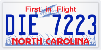 NC license plate DIE7223