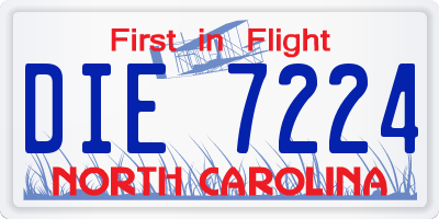 NC license plate DIE7224