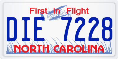 NC license plate DIE7228