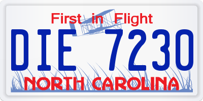 NC license plate DIE7230