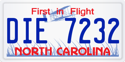 NC license plate DIE7232